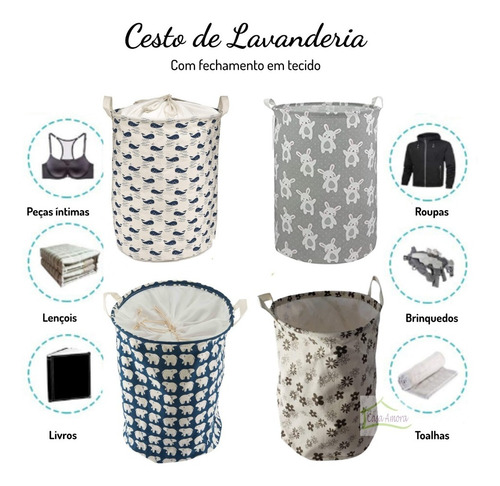 Cesto Organizador Roupa Suja Dobrável Lavanderia- Casa Amora