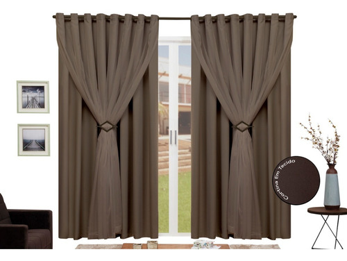 Cortina Branca Blackout Pvc Com Voil 3,00x2,50 Varão Simples