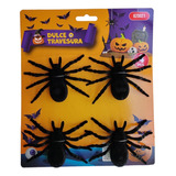 Pack X 4 Arañas Negras 10x7cm Decoración Halloween