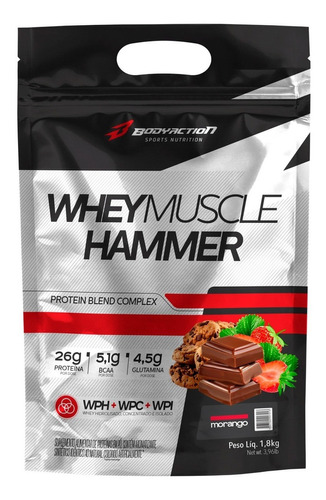 Whey Muscle Hammer - Morango 1800g - Bodyaction