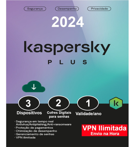 Kaspersky Antivírus Plus 3 Usuários 1 Ano