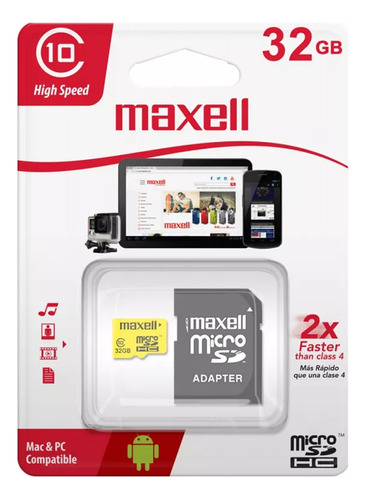 Memoria Micro Sd 32gb Maxell Celular Tablet Camaras Clase 10