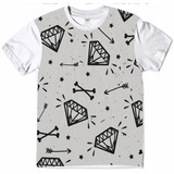 Camiseta Diamente Ossos Flechas Lanças Rock Tumblr Branca