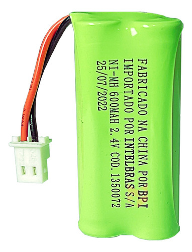 Bateria Para Telefone Intelbras 2,4v 600mah Original Cor Verde
