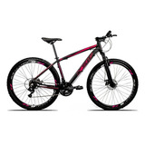 Bicicleta Aro 29 Ksw Xlt 100 - 27 Vel. Alivio 7.0 Cor Preto/pink Tamanho Do Quadro 19