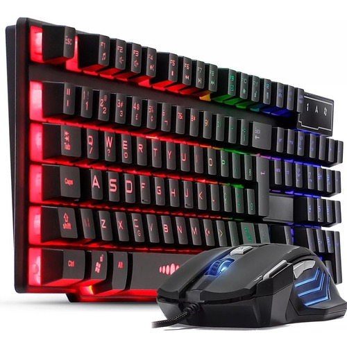 Kit Gamer Teclado Semi Mecânico Mouse Gamer 3200dpi Luminoso