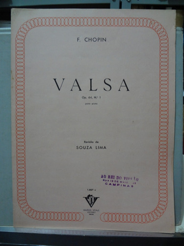 2 Partituras Piano Valsa Op. 64 Nº 1 E Op 69 Nº 2 Chopin 