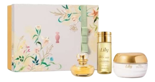 O Boticário Kit Lily: Parfum 30ml + Creme Acetinado Hidratante Corporal 250g + Óleo Hidratante Corporal 130ml (3 Itens + Caixa De Presente Lacrada)