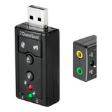 Placa Sonido Externa Usb 7.1 Pc Control Audio Volumen Y Led Color Negro