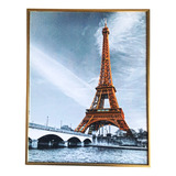 Cuadro Decorativo 20 X 25, B/n Con Torre Eiffel En Dorado