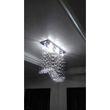 Lustre Em Cristais Para Sala De Estar C/ Base Retangular