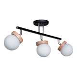 Aplique Riel 3 Luces Globo / Madera Cabezal Movil Apto Led F