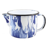 Caneca Leiteira Esmaltada P/ Ferver 1l Marmorizada Ewel Luxo Cor Azul