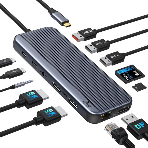 Estación De Acoplamiento Hdmi Dual Usb C A 2 Monitores 4@60h