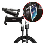 Combo Soporte Tablet Auto + Cable Cargador Usb Tipo C 3m