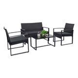 Set 4 Muebles Jardin Patio Al Aire Libre Mesa Cristal Exteri