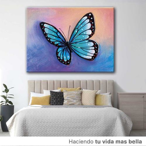 Cuadro Mariposa Pastel Colores Oleo Elegante Bastidor 60x40