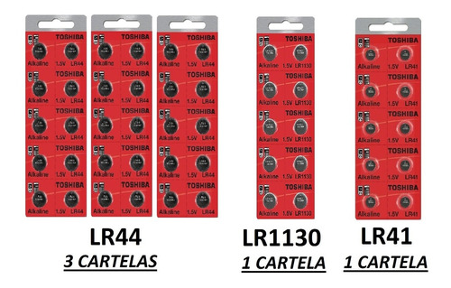 Kit 50 Baterias Toshiba- 30 Lr44 + 10lr1130 + 10lr41