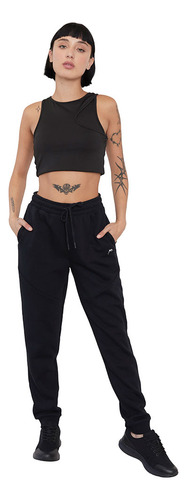 Buzo Mujer Deportivo Jogger Negro Corona