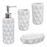 Kit De Baño Jabonera Portacepillo Dispenser Ceramica Vaso