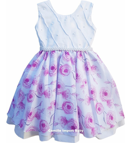 Vestido Festa Infantil Floral Daminha Tam 04 Ao 16 Promoção 