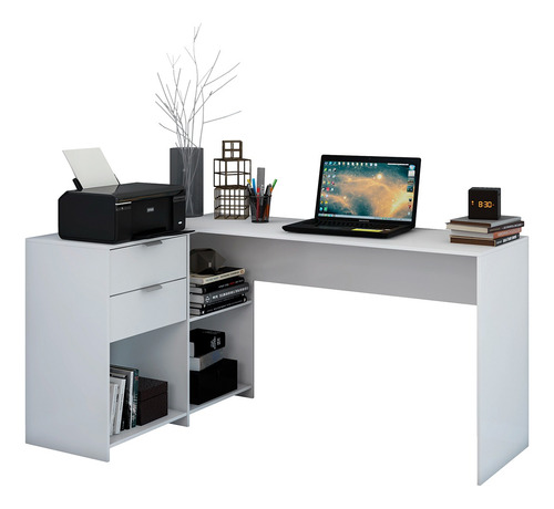 Mesa Escrivaninha Office Durango Com 2 Gavetas Em L De Canto