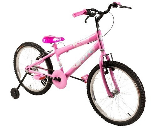 Bicicleta Infantil Feminina Aro 20 Rosa Com Rodinha 