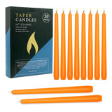 20 Velas Cónicas Naranjas, Candelabros Delgados De 10 X 7/8 