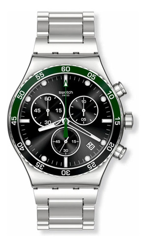 Reloj Swatch Hombre Dark Green Irony Acero Crono Yvs506g