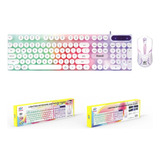 Kit Teclado Mouse Teclas Redondas Rgb Membrana Keedi Tec802