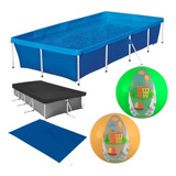 Kit Piscina 3000 L + Capa E Forro + 2 Bolas Verde E Laranja