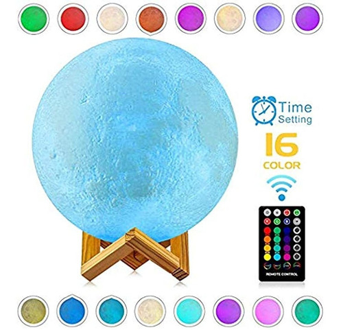 Moon Lamp - Lámpara 3d Con Impresión De Luna Con Soporte
