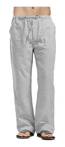 Pantalón Recto De Lino Con Cintura Elástica Para Hombre