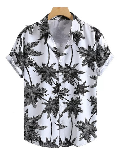 Y Camisa Estampada Hawaiana De Manga Corta Para Hom