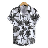 Y Camisa Estampada Hawaiana De Manga Corta Para Hom