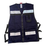 Chaleco Brigadista Azul Gabardina Seguridad Industrial 