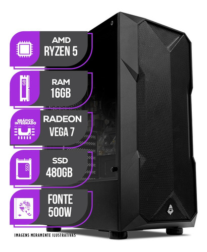 Pc Gamer Mancer, Amd Ryzen 5, 16gb Ddr4, Ssd 480gb