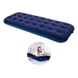 Colchon Inflable Individual Camping Cama De Aire Portatil Color Azul