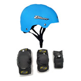 Kit De Protecciones Con Coderas/rodilleras Negras Y Casco