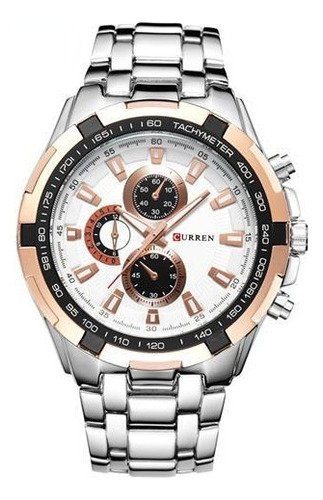 Reloj De Metal De Lujo Curren Para Hombre Cronógrafo 8023 Bisel White Golden White