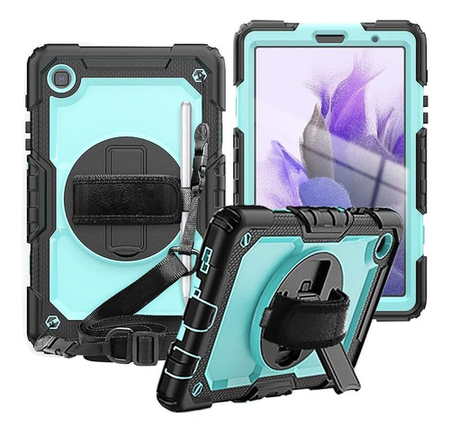 Funda Heavy Duty Soporte Grip Azul Para Galaxy Tab A7 Lite