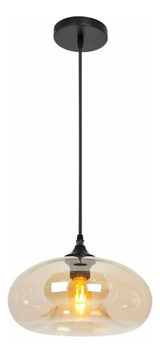 Lámpara Colgante E27 42 W Acabado Negro Cristal Ámbar Calux