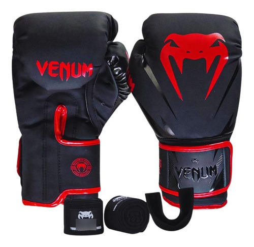 Kit Luva Muay Thai Boxe Venum Evo Luva + Bandagem + Bucal