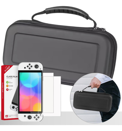 Case Nintendo Switch Oled Bolsa Resistente + Película Vidro 