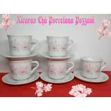 Xícaras ( Chá ) Vintage Porcelana Pozzani Floral ( 05 Pças )