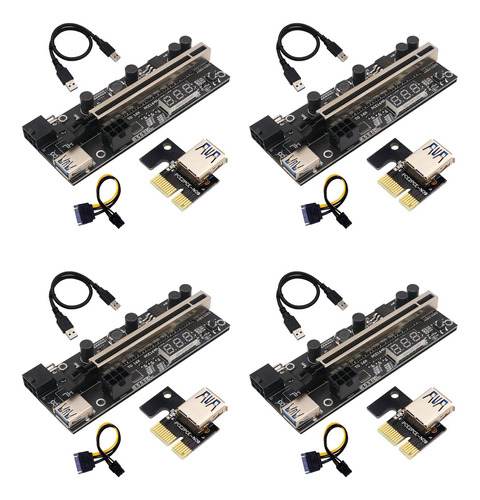 Juego De 4 Extensiones Gráficas Pcie Riser De 1 A 16 X Con T