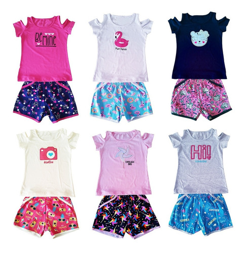 Kit 6 Conjuntos Femininos Roupas Infantil Menina Atacado Top