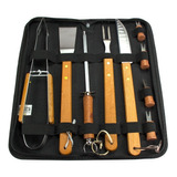 Kit Churrasco Aço Inox Faca/garfo/pegador/espatula/amolador