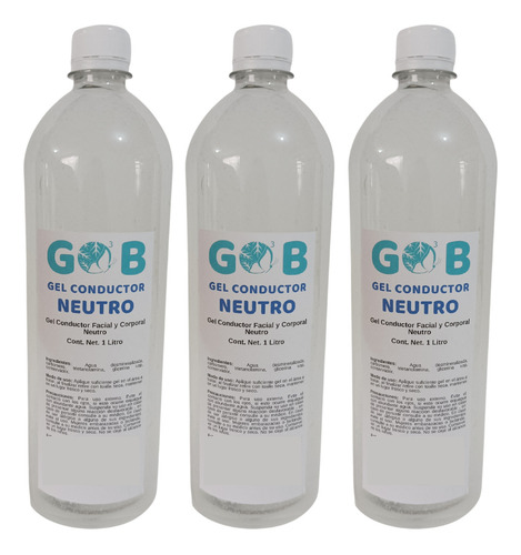 Gel Conductor Neutro Aparatología - Gob - 1 Litro (3 Pack)