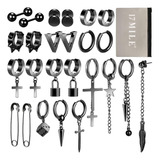 Black Cross Dangle Earrings For Men, 25 Pieces Stainless  Aa